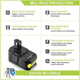 Replacement for Ryobi 18V Battery 6.0Ah Lithium Ion ONE+ Plus P102 P103 P104 P105 P107 P108 P109 P122 Cordless Tools 2Pack