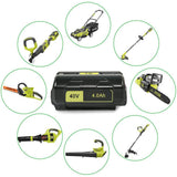 Amityke 40V 4.0Ah Lithium-ion Battery Compatible with Ryobi OP4026A OP4050 High Capacity Battery with Onboard Fuel Gauge Black