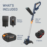 BLUE RIDGE BR8160U 40V 2.0Ah 12'' Cordless Grass Trimmer/String Trimmer/Edger Battery and Charger Included