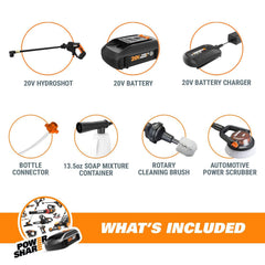 WORX WG625.4 20V Cordless Hydroshot Portable Power Cleaner with Accessories Kit Battery and Charger Included